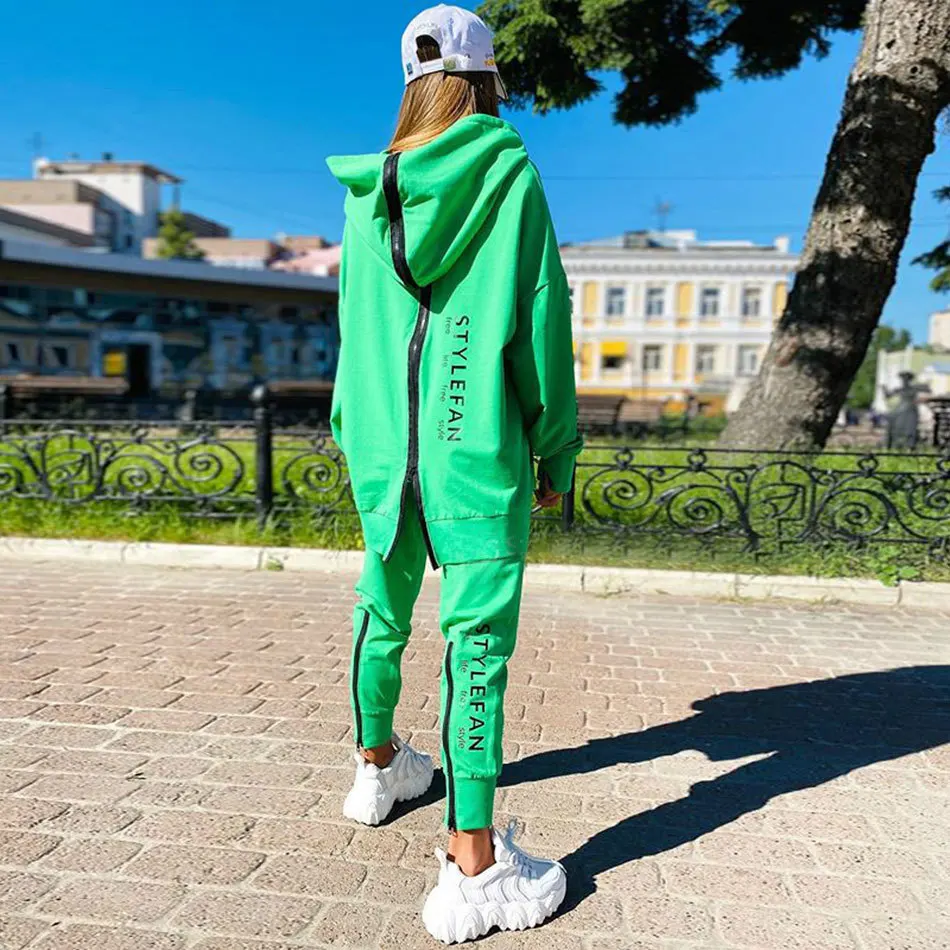 Women'S Fashion Trends Autumn 2025 - Women's Long Zipper Lettering Print Loose