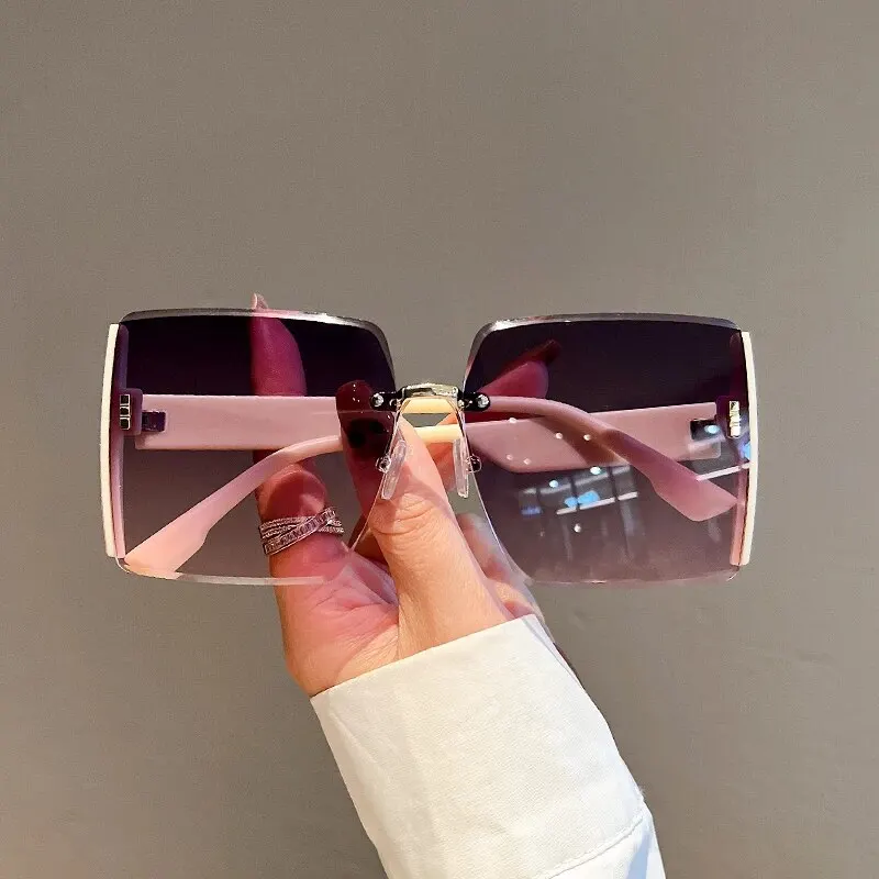 Women'S Fashion Eyewear - New Square Frameless Retro Sunglasses for