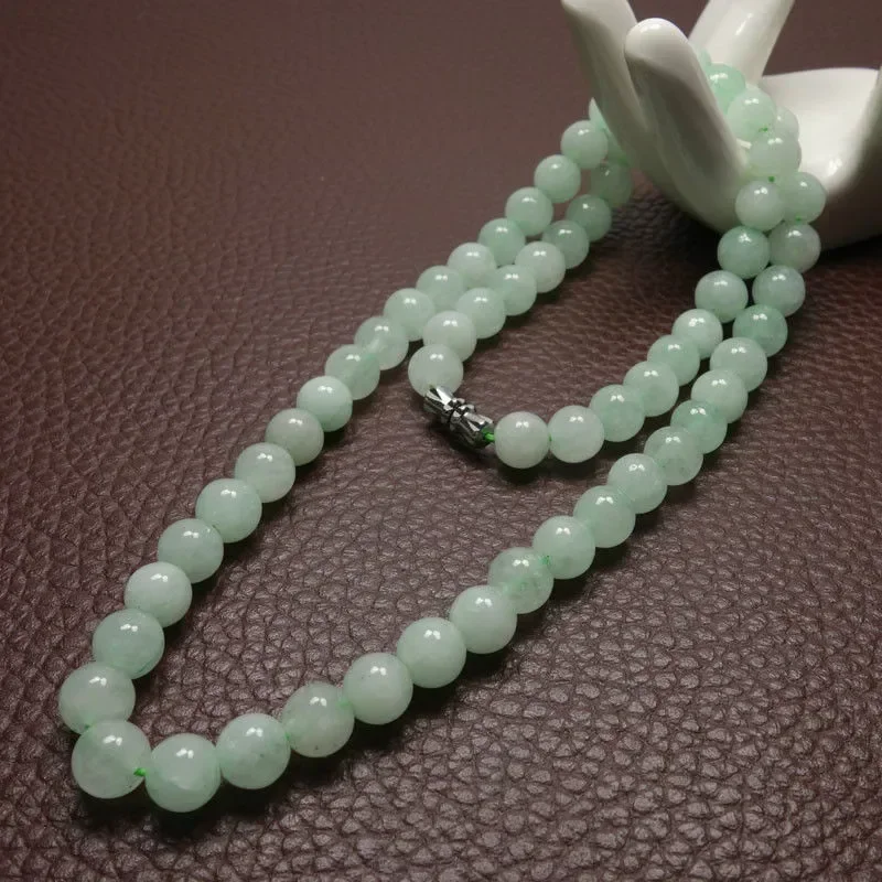 Women Fashion Hub - 8-10mm Green A Emerald Beads Necklace