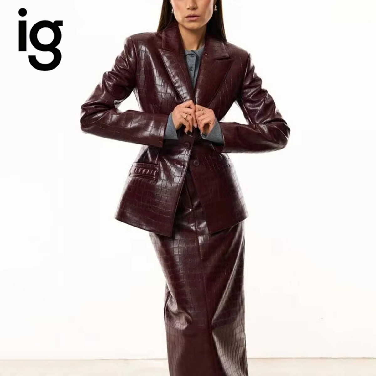 IG Women Burgundy Croc Faux Le - Women'S Fashion Kilt recension och pris