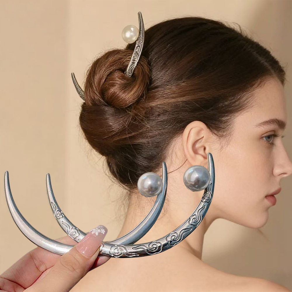 Pearl Hair Stick Crescent Moon - Women Fashion Hub recension och pris