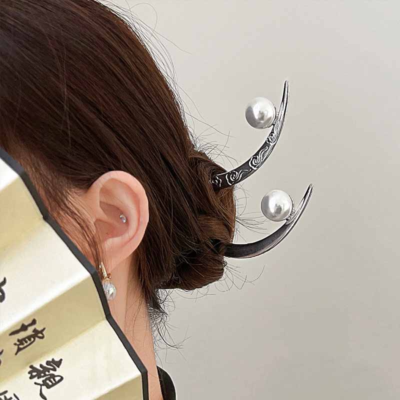 Pearl Hair Stick Crescent Moon - Women Fashion Hub recension och pris