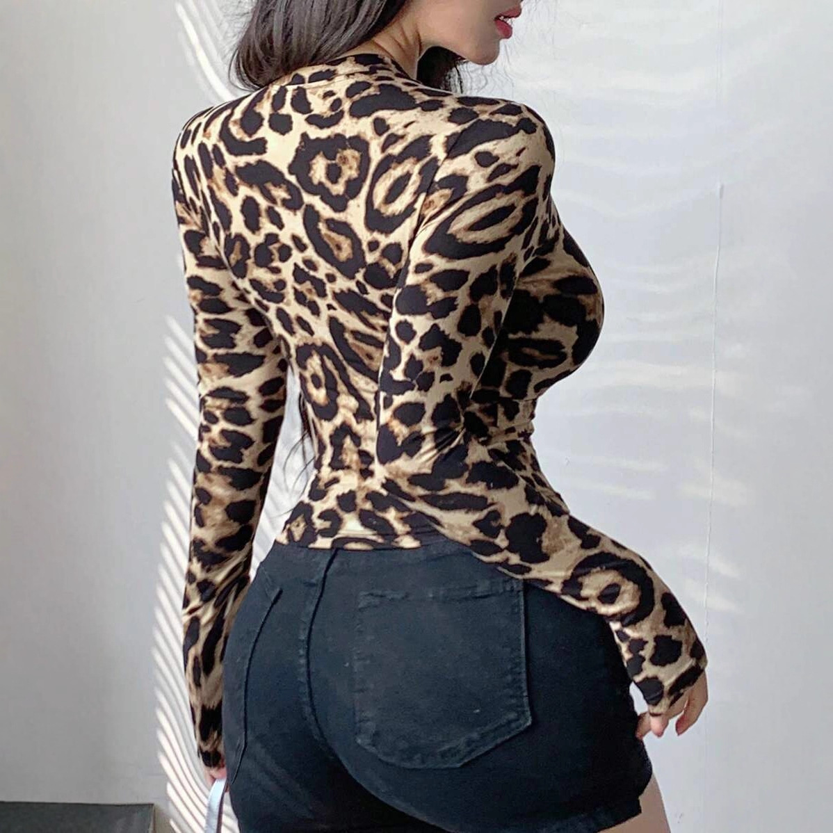 Women Leopard Print Zip Up Lon - Women Fashion Jackets recension och pris